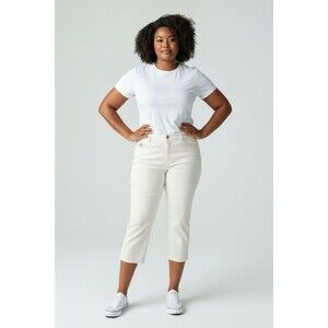 Dream Jeans By Quacker Factory Womens White, Cropped Stretch Rhinestone Size 18W